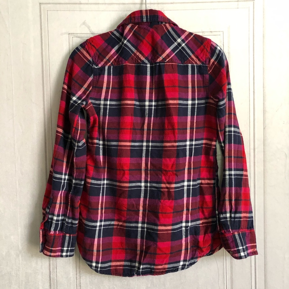 Red Plaid Flannel Shirt - Picture 3 of 4